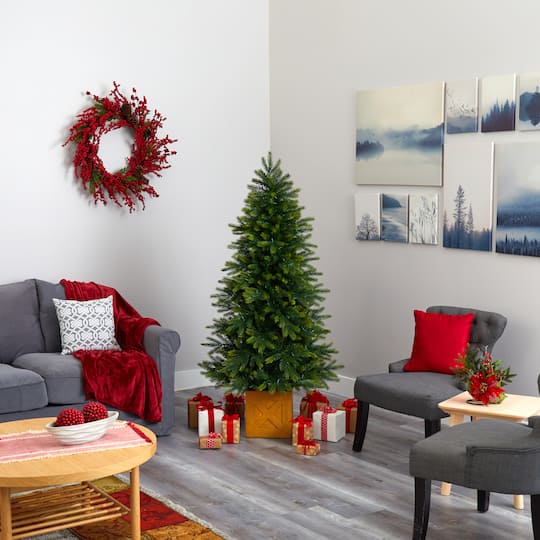 6ft. Pre-Lit Manchester Fir Artificial Christmas Tree, Clear LED Lights